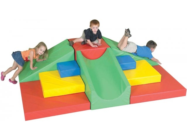 Soft Play Set Colorful Foam Climbing Blocks Wipeable Surface Modular