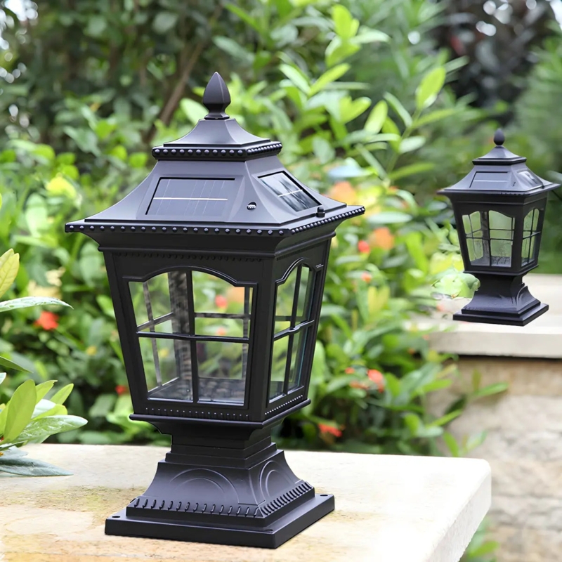 Solar Lantern Window Pane Design Vintage Chic Solar Garden Lighting