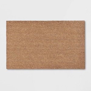 Solid Beige Doormat Coarse Fibrous Texture Coir-like Minimalist Style
