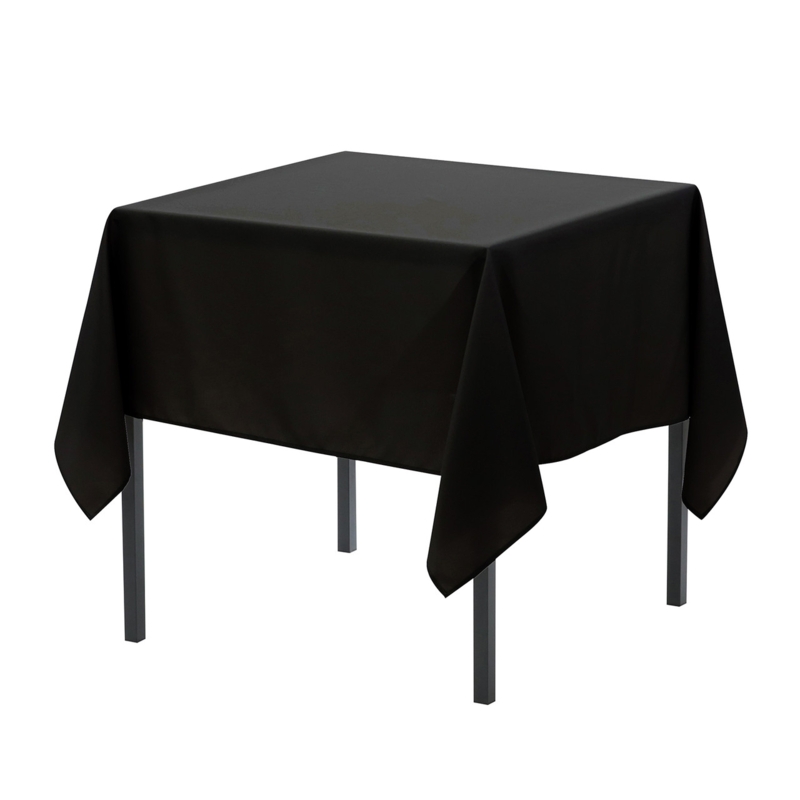 Solid Black Square Tablecloth, Polyester Fabric for Professional Events