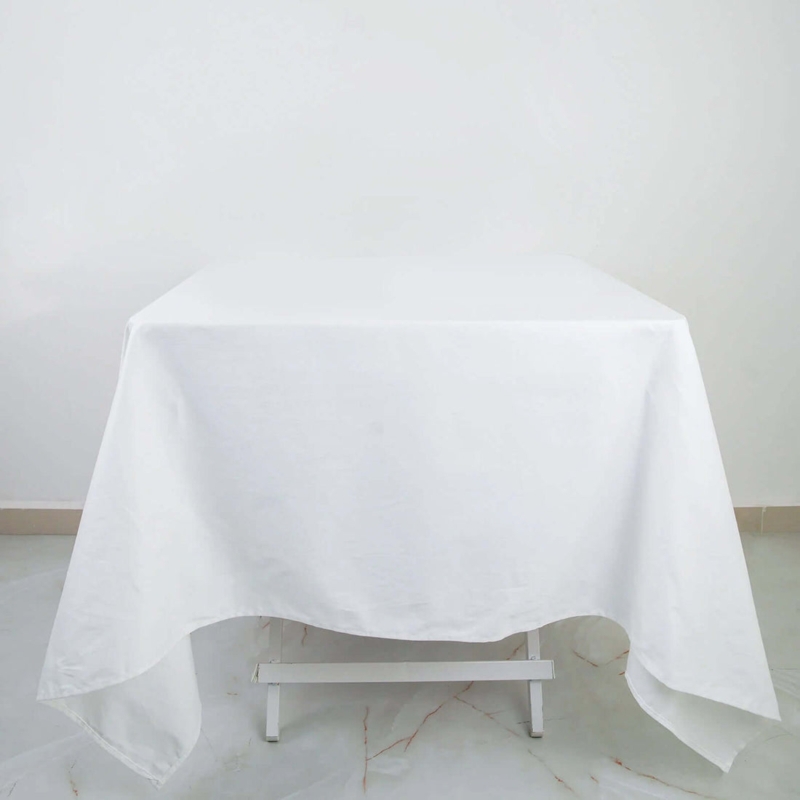 Square Cotton Like Tablecloth Matte White Finish Airy Clean