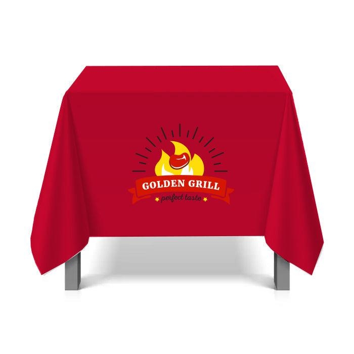 Square Table Throw with Custom Logo Print, Saturated Red Polyester