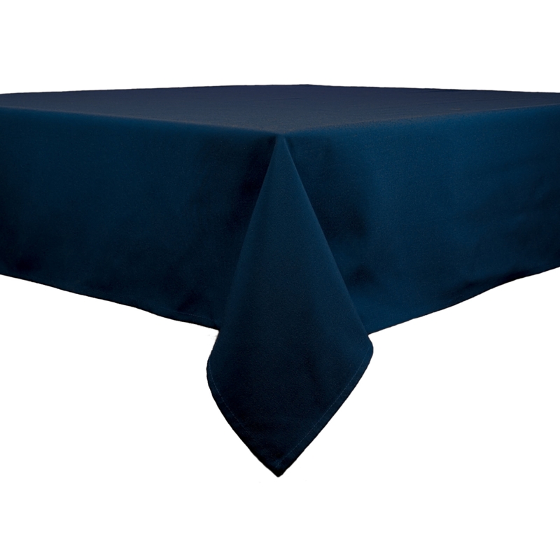 Square Tablecloth Navy Blue Hemmed Edges, Woven Matte Finish
