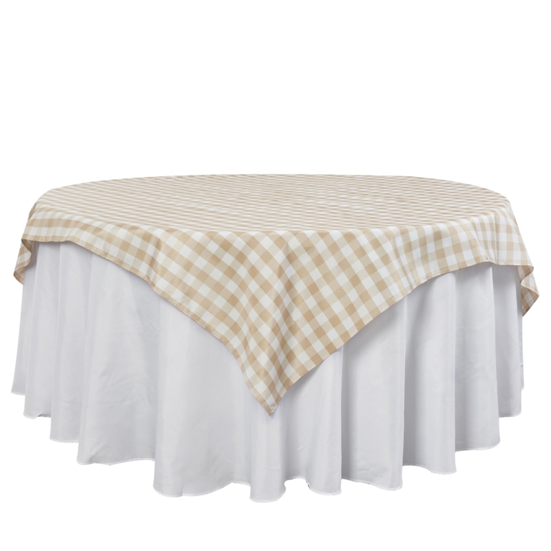 Square Tablecloth Overlay Beige Gingham Check Rustic Traditional