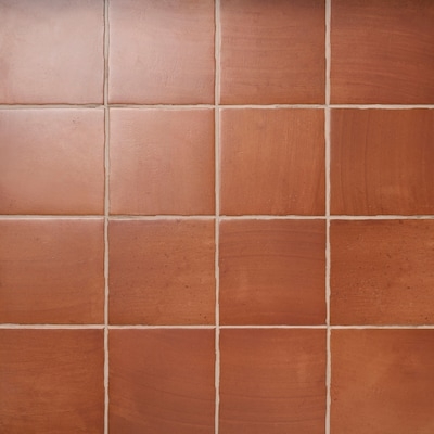 Square Tile Matte Subtle Mottled Texture Terracotta Mediterranean