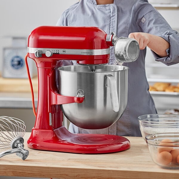 Stand Mixer 8 Qt Bowl-Lift in Red Glossy Finish for Commercial Kitchens