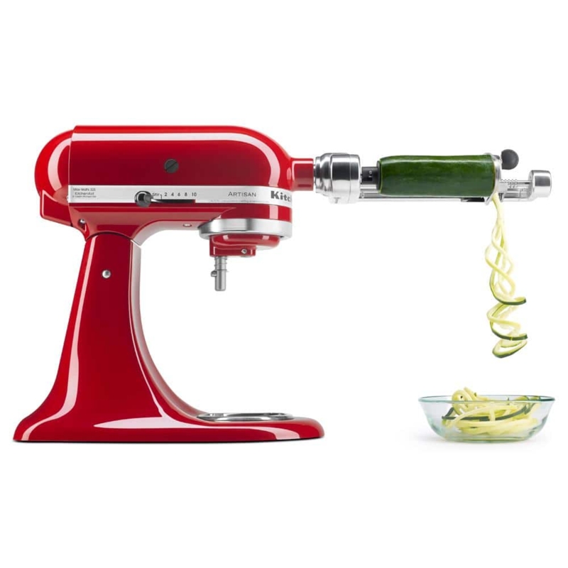 Stand Mixer Attachment Stainless Steel Spiralizing Action Red Body