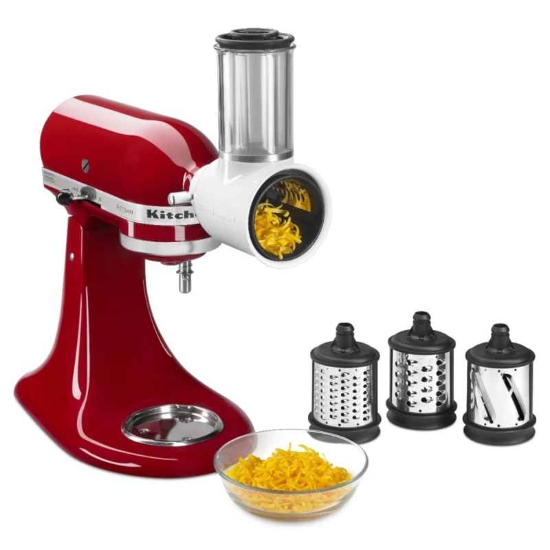 Stand Mixer Attachment White Shredder Interchangeable Drums Red Base