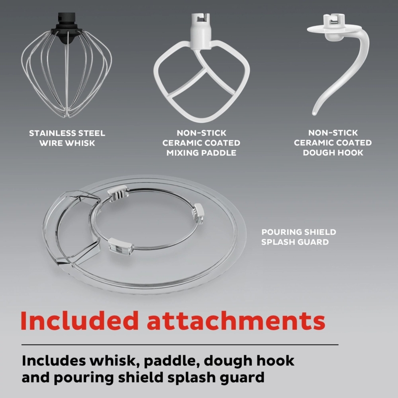 Stand Mixer Attachments Ceramic Coated Stainless Steel Whisk Essential Set