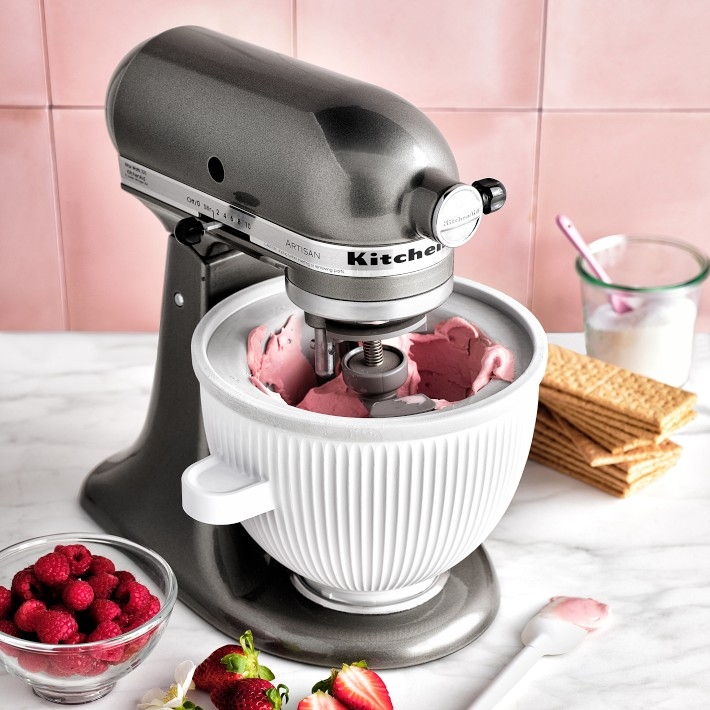 Stand Mixer Charcoal Metallic Finish Ribbed Ice Cream Maker Bowl