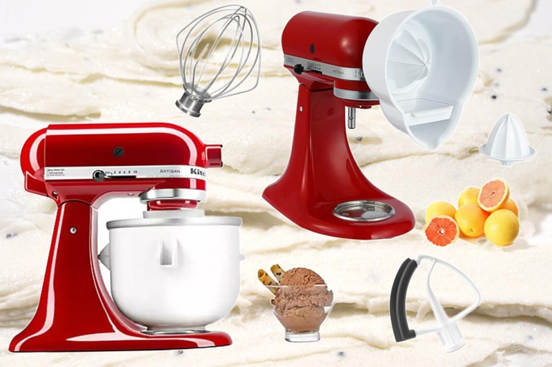 Stand Mixer Citrus Juicer Ice Cream Maker Attachments Vibrant Red