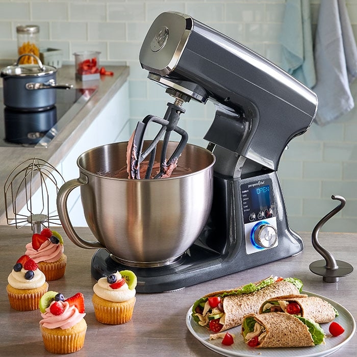 Stand Mixer Digital Display Charcoal Gray Professional Style Appliance