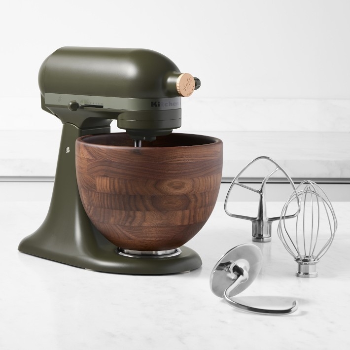 Stand Mixer Matte Evergreen Finish with Wooden Bowl and Engraved Hub