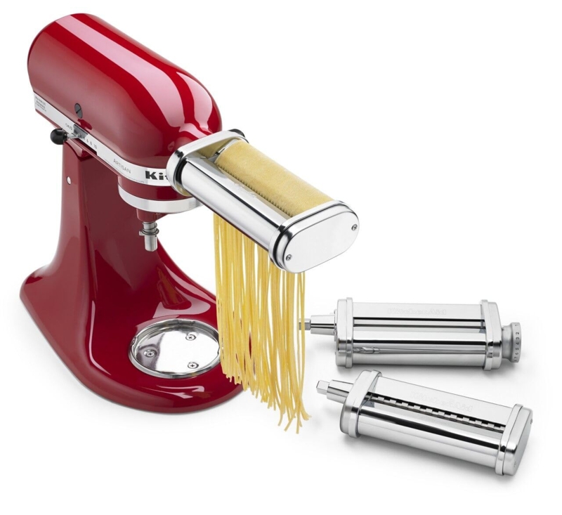Stand Mixer Pasta Attachment Set Chrome Finish Red Gloss