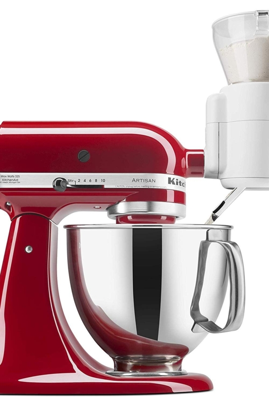 Stand Mixer Polished Metal Bowl With Handle Integrated Sifter Red