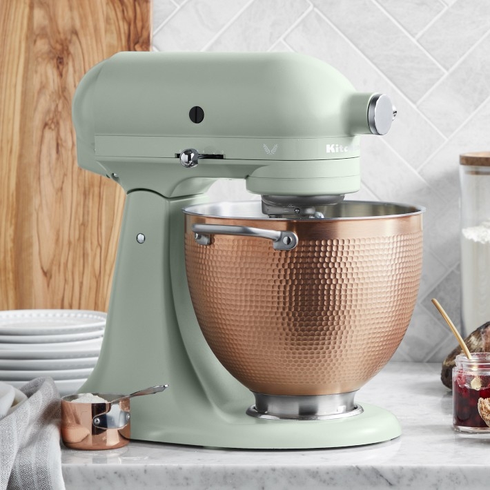 Stand Mixer Sage Green Finish with Hammered Copper Bowl and Tilt Head