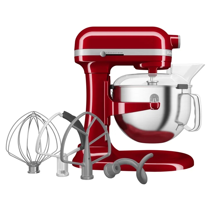 Stand Mixer Vibrant Red Six Quart Capacity Pouring Shield Professional
