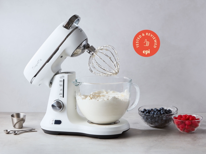 Stand Mixer White Glossy Clear Glass Bowl Modern Minimalist Styling