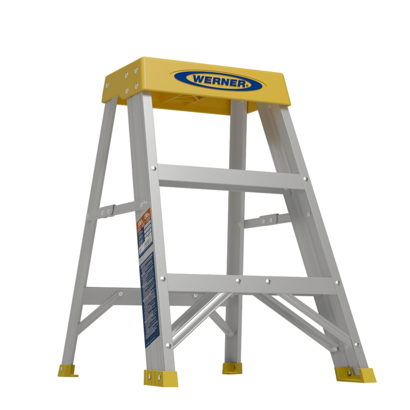 Step Ladder Aluminum Two-Step with Yellow Top Platform