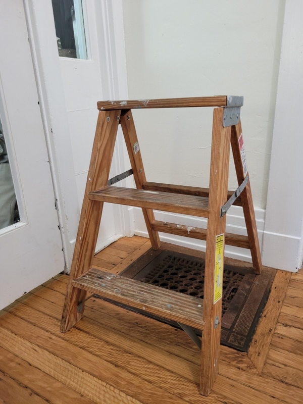 Step Ladder Honey Oak Wood Folding with Metal Braces