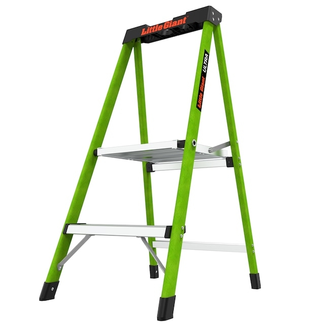 Step Stool Lime Green Integrated Tool Tray Wide Steps