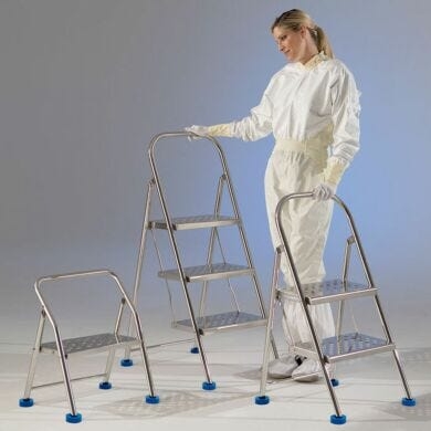 Step Stool Stainless Steel Folding with Blue Safety Feet