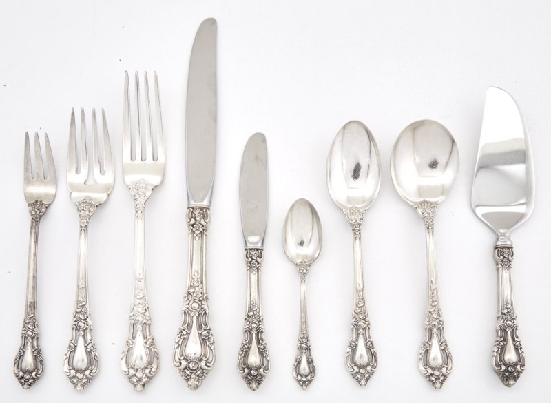 Sterling Silver Flatware Ornate Scrolled Handles Floral Relief