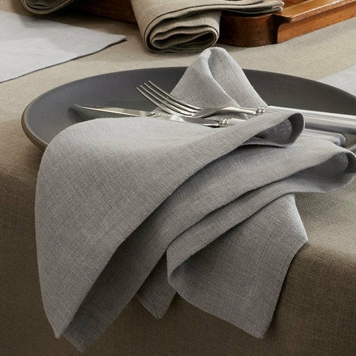 Stone Grey Cloth Napkin with Linen Texture for Contemporary Dining Decor.