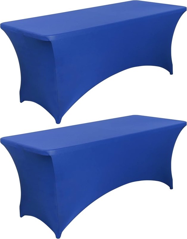 Stretch Spandex Table Cover Set of 2 Royal Blue Arched Hem