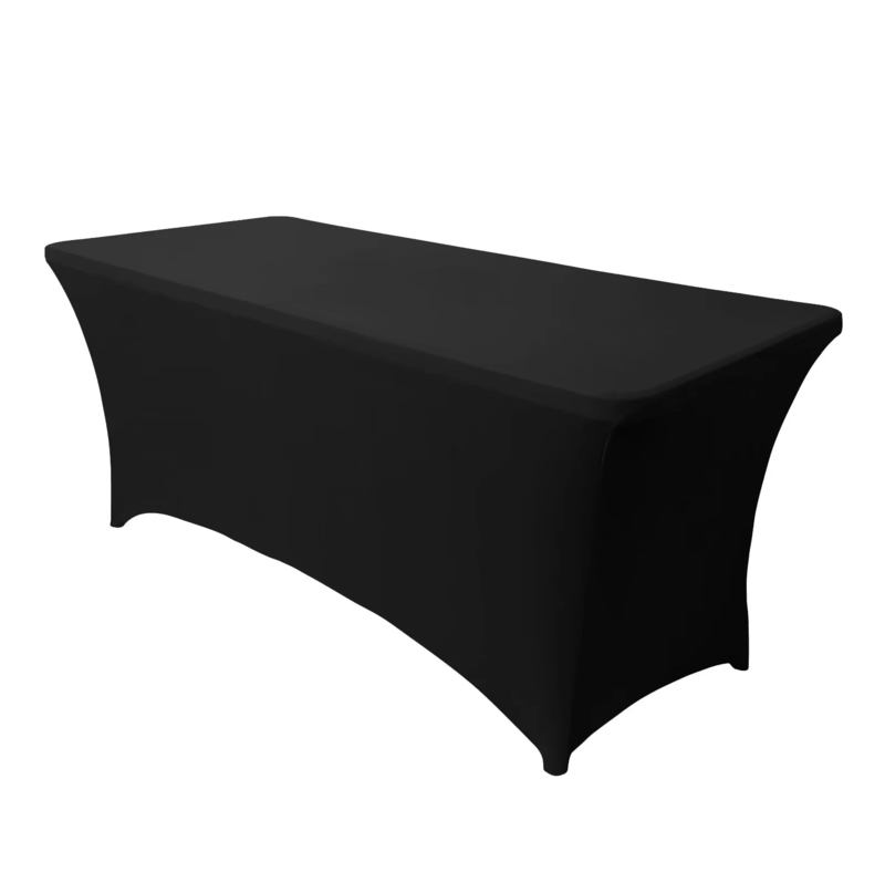 Stretch Table Cover Black Matte Finish Wrinkle Free Fitted