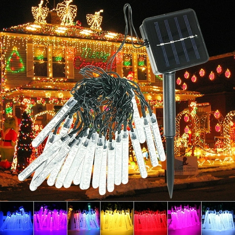 String Lights Raindrop Shape Cascading Effect Solar Powered Waterproof