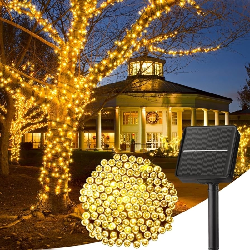 String Lights Solar Powered Warm White Tree Wrap For Landscaping