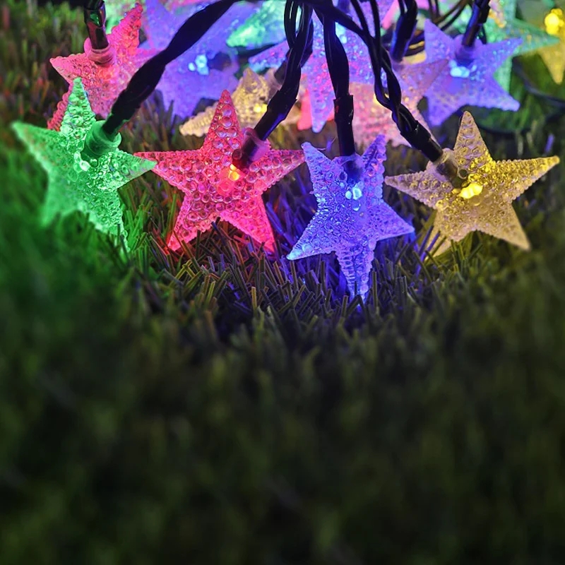 String Lights Star Shape Bubble Texture Multicolored Glow Whimsical Decor