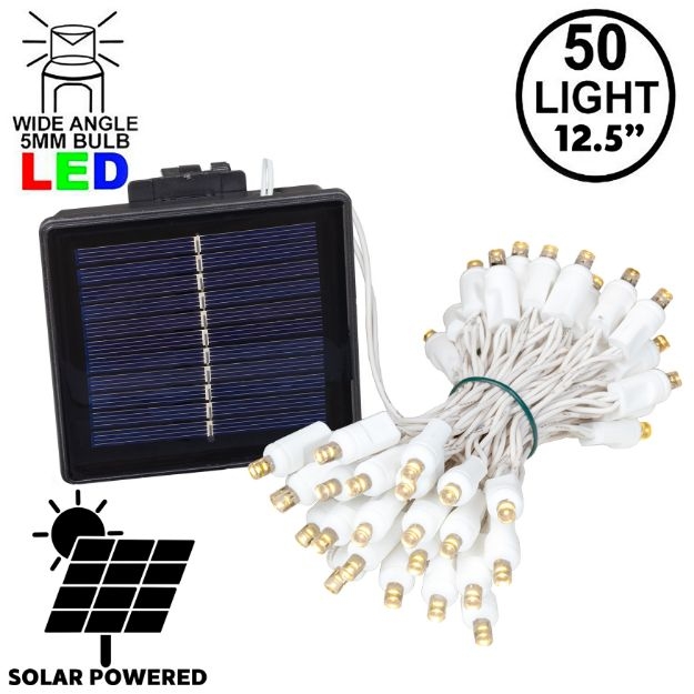 String Lights White Wire Warm White Wide Angle Solar 50 Count