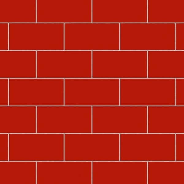 Subway Tile Bold Saturated Red Glossy Running Bond Backsplash