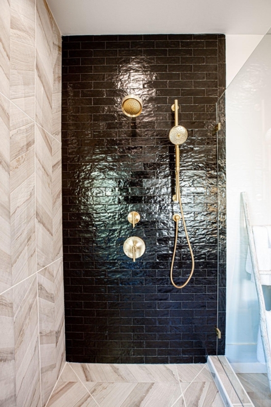 Subway Tile Glossy Black Ceramic with Rippled Texture