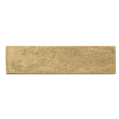Subway Tile Mottled Mango Finish Glossy Ceramic Elongated Rustic