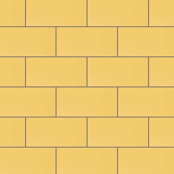 Subway Tile Sunflower Yellow Matte Staggered Layout Bold Design