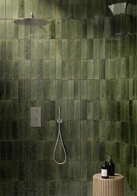 Subway Tile Vertical Stack Distressed Glossy Ceramic