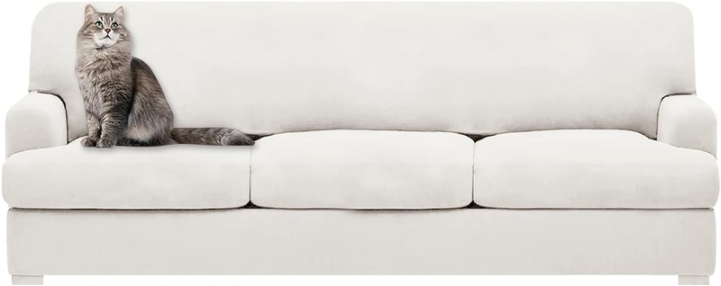 T-Cushion Sofa Slipcover Off-White Recessed Arms Minimalist