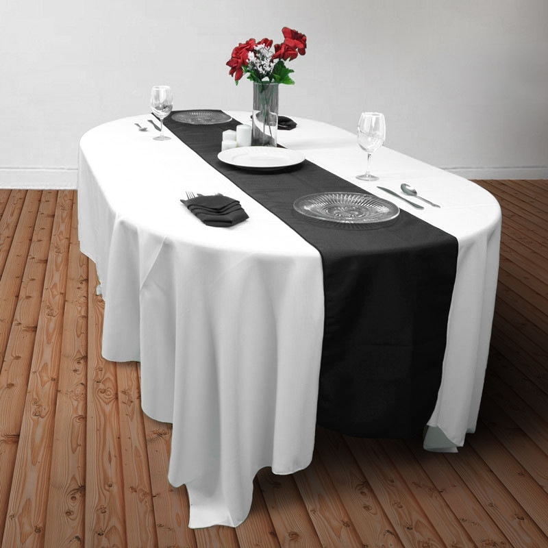 Table Runner Black High Contrast Fabric for Formal Minimalist Tablescape
