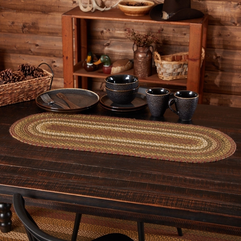 Table Runner Braided Oval Kitchen Linens Earth Tone Palette Cabin Style