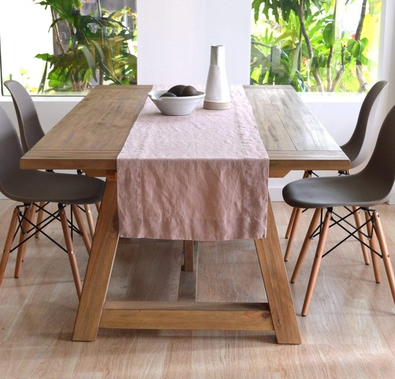 Table Runner Dusk Pink Hue Linen Texture Airy Modern Farmhouse Styling
