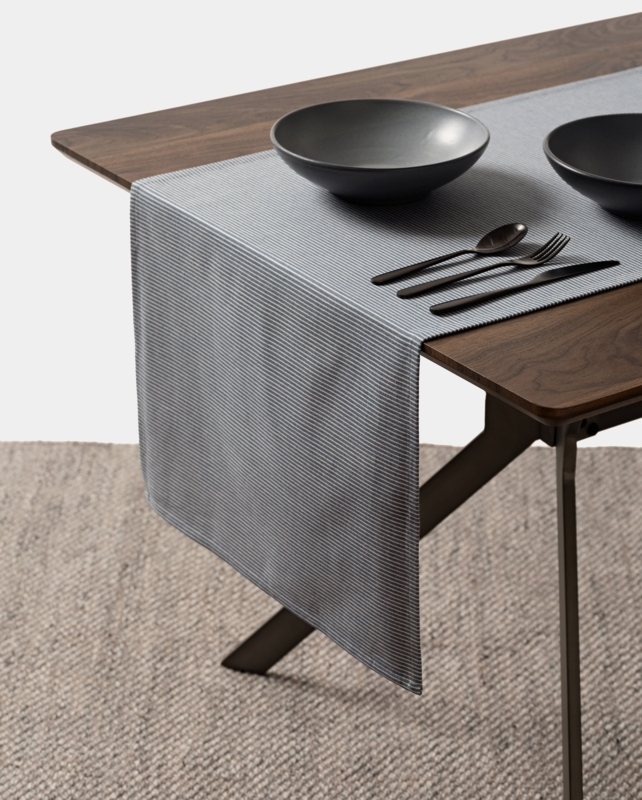 Table Runner Pinstriped Pattern Slate Blue Modern Minimalist Dining