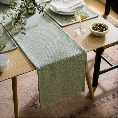 Table Runner Sage Green Woven Heavy Canvas Organic Styling