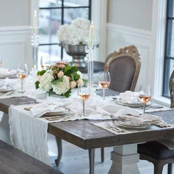 Table Runner Tumbled Linen Look Frayed Fringed Edges French Country Airy