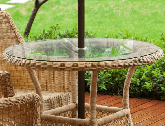 Table Top Tempered Glass Round Replacement with Umbrella Hole