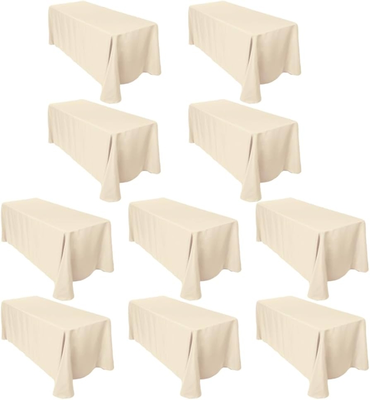 Tablecloth 10-Pack Bulk Beige Floor Length Rectangular Event Covers
