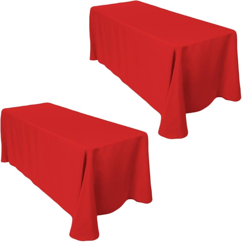 Tablecloth 2-Pack Vibrant Red Floor Length Rounded Corners Formal