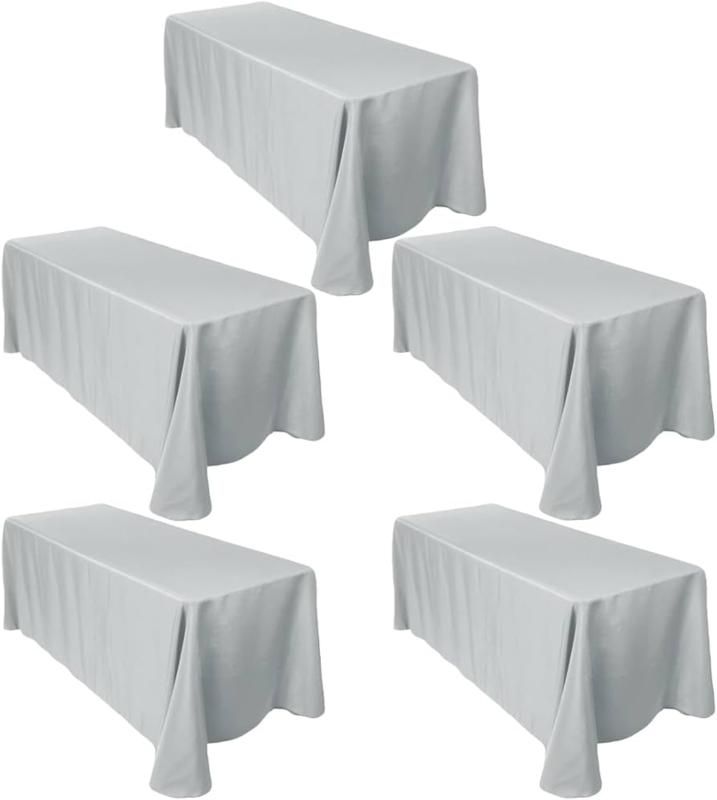 Tablecloth 5-Pack Silver Floor Length Rectangular Rounded Corners